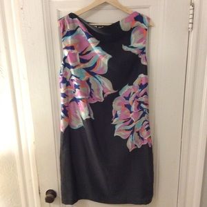 NWT, LOFT Grey Floral Sleeveless Shift Dress, 10.